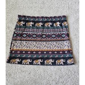 Jessie & J mini skirt womens size large elephant pattern